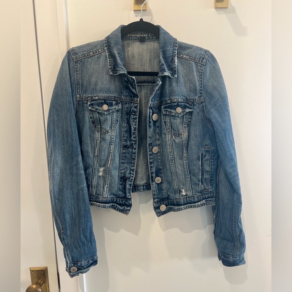 Y2K American Eagle cropped denim jacket
